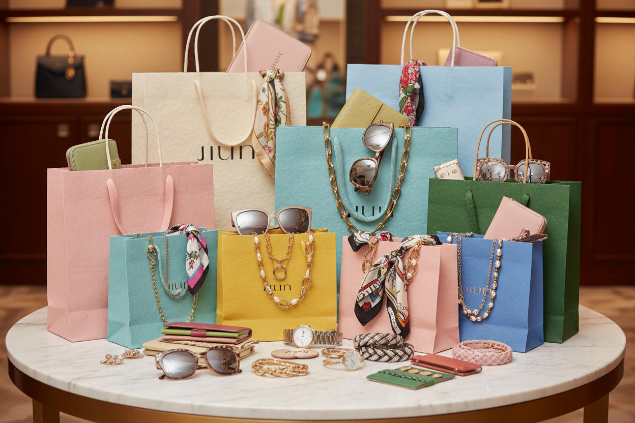 bolsas de compras con accesorios variados